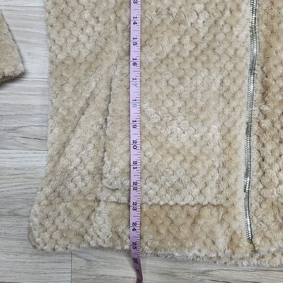 CALVIN KLEIN Womens Tan Fuzzy Full Zip Coat Large - Picture 8 of 12